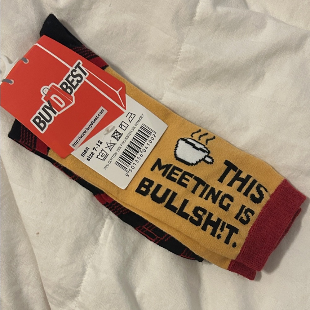 Men's Socks - Yellow and Red with Coffee Design